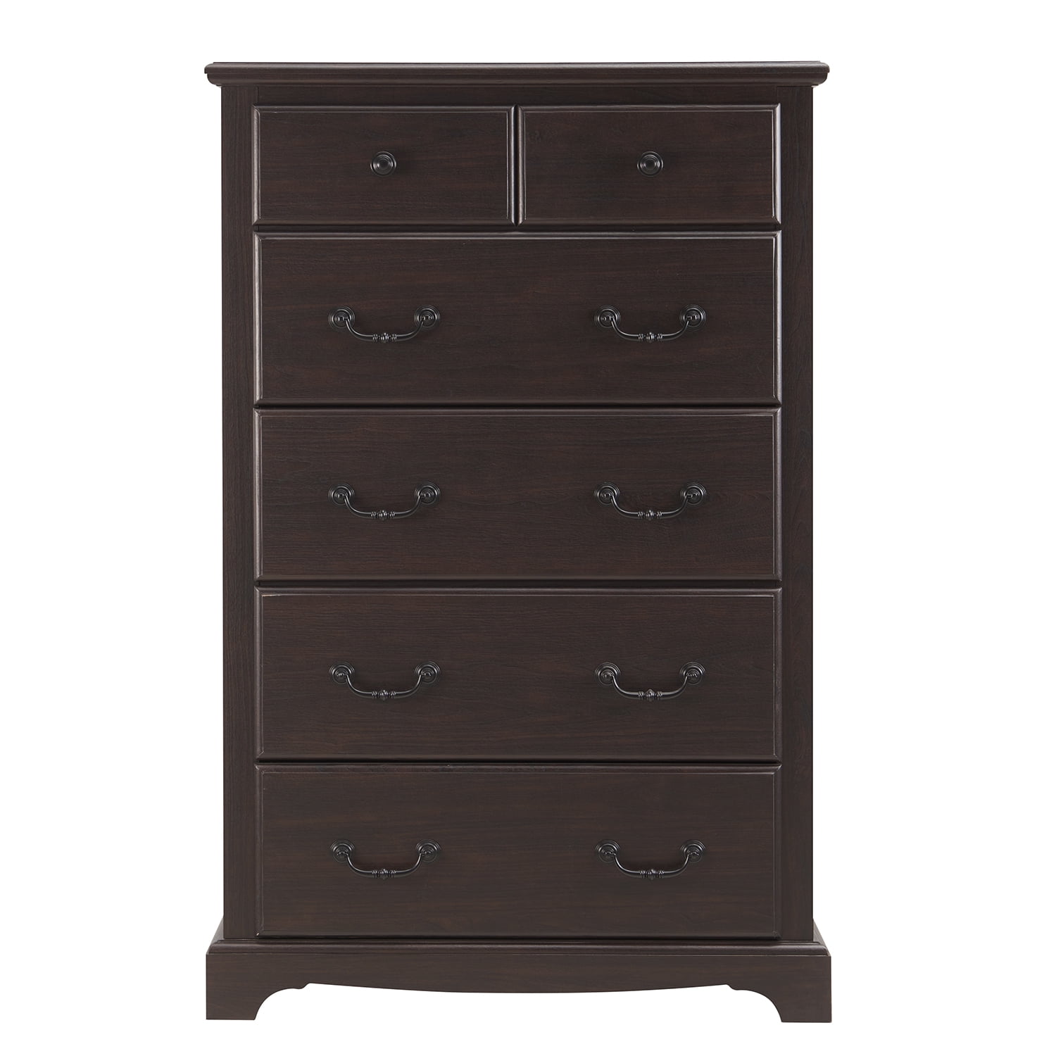 OKD 48" Tall 6 Drawers Dresser for Bedroom, Farmhouse Wooden Chest of Drawers, Closet Clothes Storage Organizer for Bedroom, Living Room, Espresso