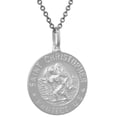 thumbnail image 3 of 21mm Sterling Silver St Christopher Medal Necklace 7/8 inch Round Nickel Free Italy with Stainless Steel Chain, 3 of 5