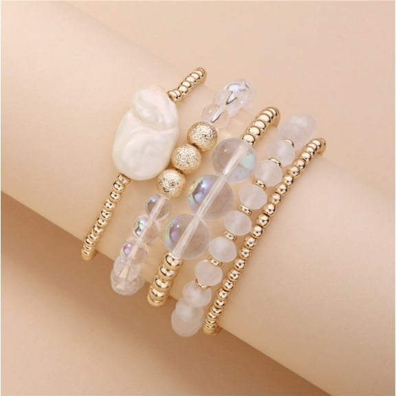 Goldtone Iridescent Beaded Bracelet Set