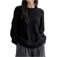 thumbnail image 3 of THDHVS Shirts for Women,Tunic Tops,Womens Tops Long Sleeve Lightweight Shirts Fall Fashion Clothing Trendy Tops Crewneck Knit Basic Tee Black Free Size, 3 of 4