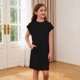 thumbnail image 4 of Vestido de Primavera de Niña Vestidos Sueltos Casuales con Bolsillos para 5-14 Años Vestido de Verano de Manga Corta Estirable Suave Y Cómodo para las Vacaciones Escolares, 4 of 9