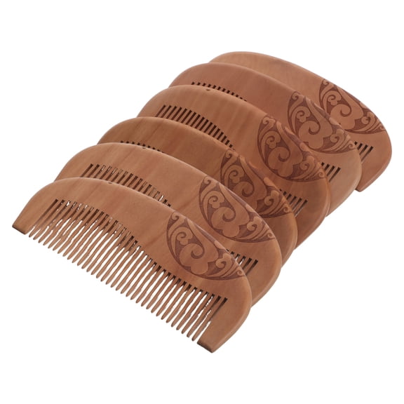 OUNONA 6 Pcs Natural Peach Wood Wide Tooth Detangling Combs, Handmade Wooden Hair Comb Set for Home Salon Travel, Daily Hair Care