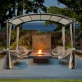 thumbnail image 3 of MeetLeisure 11'x11' Outdoor Pergola with Sidewalls, Arched Top Metal Pergola with Steel Frame & Textilene Canopy for BBQ Party Family Gathering, Grey, 3 of 9