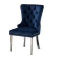 thumbnail image 4 of Dining Chairs Set of 2, Luxurious Upholstered Tufted Dining Chairs with Stainless Steel Legs and Pull R-ing Trim, Button-Tufted Side Chairs  for Living Room, Dining Room, Blue, 4 of 9