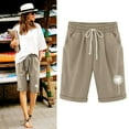 thumbnail image 2 of JINMGG 2023 Summer Plus Womens Shorts Clearance,Women's Summer Print Five Points Large Size Cotton Linen Pants Casual Pants Khaki XXXXXL, 2 of 6