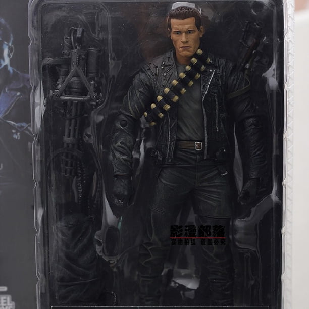 NECA Terminator 2 T800 Schwarzenegger de 7 pulgadas, versión de esqueleto de Metal, figura de acción, modelo de mano