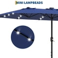 thumbnail image 4 of Kicctian 15FT Double-Sided Patio Umbrella with Solar LED Lights & Base, Extra Large Rectangle Market Umbrella Outdoor,  UV & Fade-Resistant, Ideal for Deck, Pool, Backyard, Garden, Navy Blue, 4 of 9