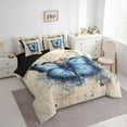 thumbnail image 4 of Feelyou Romantic Butterfly Animal Twin Bedding Sets 7-Piece, Western Old Fashion Bedding Comforter Set, Vintage Watercolor Artwork Reversible Sheet Sets, Luxury Bedroom Decor, 4 of 8