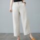 thumbnail image 3 of Pantalones de lino con cintura elástica para mujer, pantalones holgados informales de verano, 95 % algodón, bolsillos laterales, tallas M-XXL, para múltiples ocasiones, 3 of 8