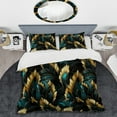 thumbnail image 2 of Designart "Deco Splendor In Emerald And Gold I" Marble Bedding Covert Set - Glam Bed Set With 2 Shams, 2 of 5