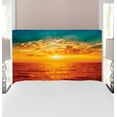 thumbnail image 1 of Ocean Headboard, Sunset Clouds Exotic Seaside with Sun Rays Evening View Picture Print Art, Upholstered Decorative Metal Bed Headboard with Memory Foam, Twin Size, Multicolor, by Ambesonne, 1 of 4