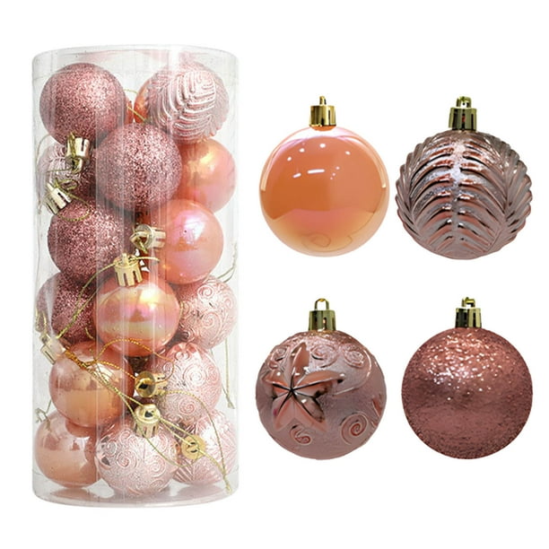 24pcs Christmas Bucket Painted Plastic Ball Christmas Decoration Christmas Tree Decoration Pendant