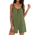 thumbnail image 4 of Summer Rompers for Women 1 Piece Belt Spaghetti Strap Ruched Sleeveless Shorts Loose Comfy Jumpsuit Outfits, 4 of 6