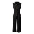 thumbnail image 5 of Chuancc One Piece Jumpsuits for Women Dressy Casual Sleeveless Crewneck Wide Leg Rompers Jumpers Vacation Summer Outfits Black L, 5 of 6