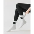 thumbnail image 3 of 3 Pairs Pilates Socks with Grips Non-slip Yoga Crew Sock Ruffle Striped Sock for Gym Hospital Sticky Slipper Socks, 3 of 7