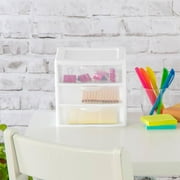 Sterilite ClearView Plastic Small 3 Drawer Organizer - Desktop Storage Unit, White, 6 Pack