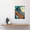 thumbnail image 2 of Tryfan Mountain Peak Landscape Teal Brown Linocut Unframed Wall Art Print Poster Home Decor Premium, 2 of 4