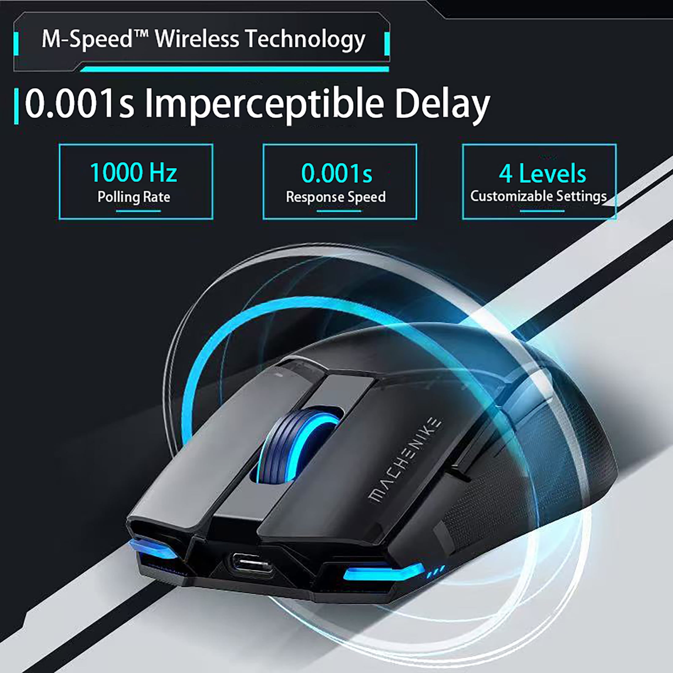 MACHENIKE M7 Pro Wireless Gaming Mouse - PAW3311 Sensor, 1ms Response, 74g Lightweight, 120-Hour Battery, RGB Lighting, Dual-Mode Connectivity