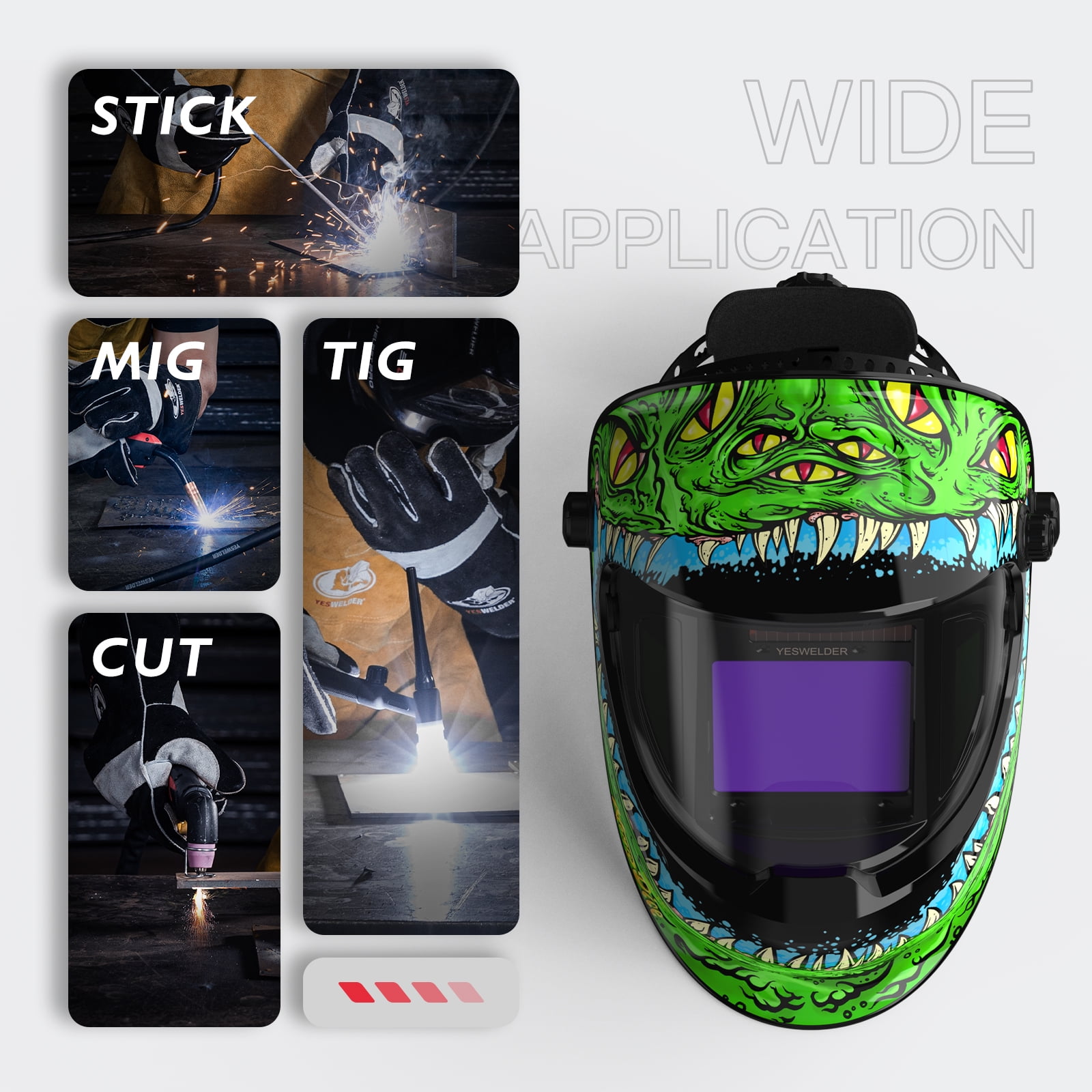 YesWelder Welding Helmet, True Color Auto Darkening welding mask with Side View