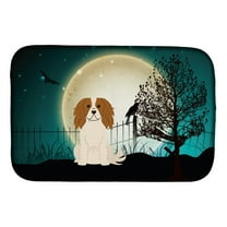 Halloween Scary Cavalier Spaniel Dish Drying Mat
