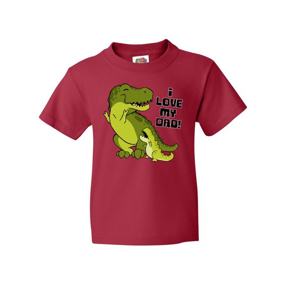 Inktastic I Love My Dad with Baby and Daddy Tyranasaurus Rex Youth T-Shirt