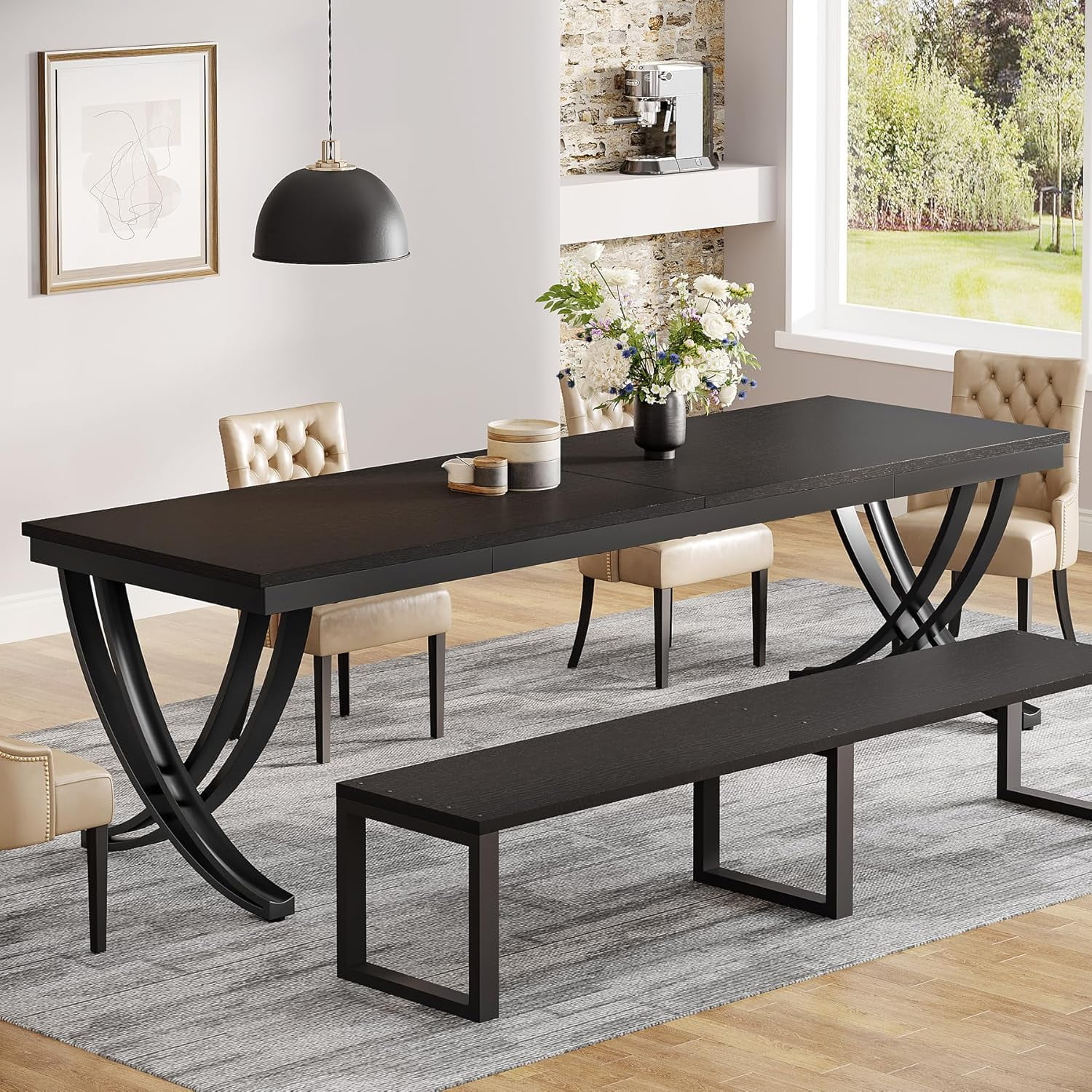 Tribesigns Dining Table for 6-8 People, 78 inch Large Wood Farmhouse Dinner Table with Heavy Duty Metal Legs and Wooden Top (Only Table)