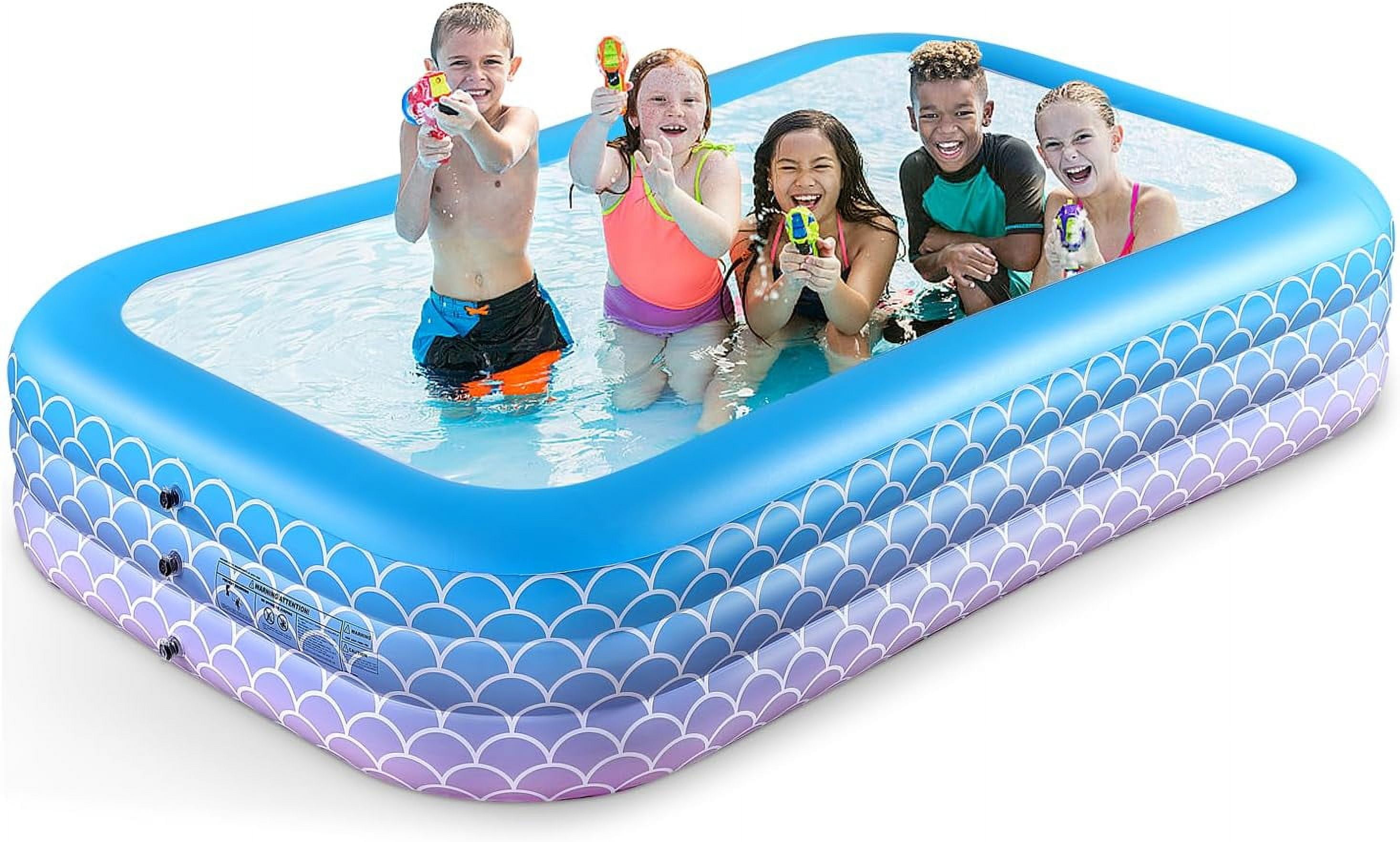 Inflatable Pool for Kids and Adults-130"*72"*22" Full-Sized Inflatable Swimming Pool Leakproof Blow Up Above Ground for Backyard Outdoor Garden Summer Water Party Blue
