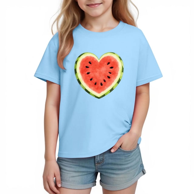 Blusas y camisas de manga corta con cuello redondo para niños y niñas, camisetas gráficas de manga corta, blusas con estampados bonitos para la temporada escolar.