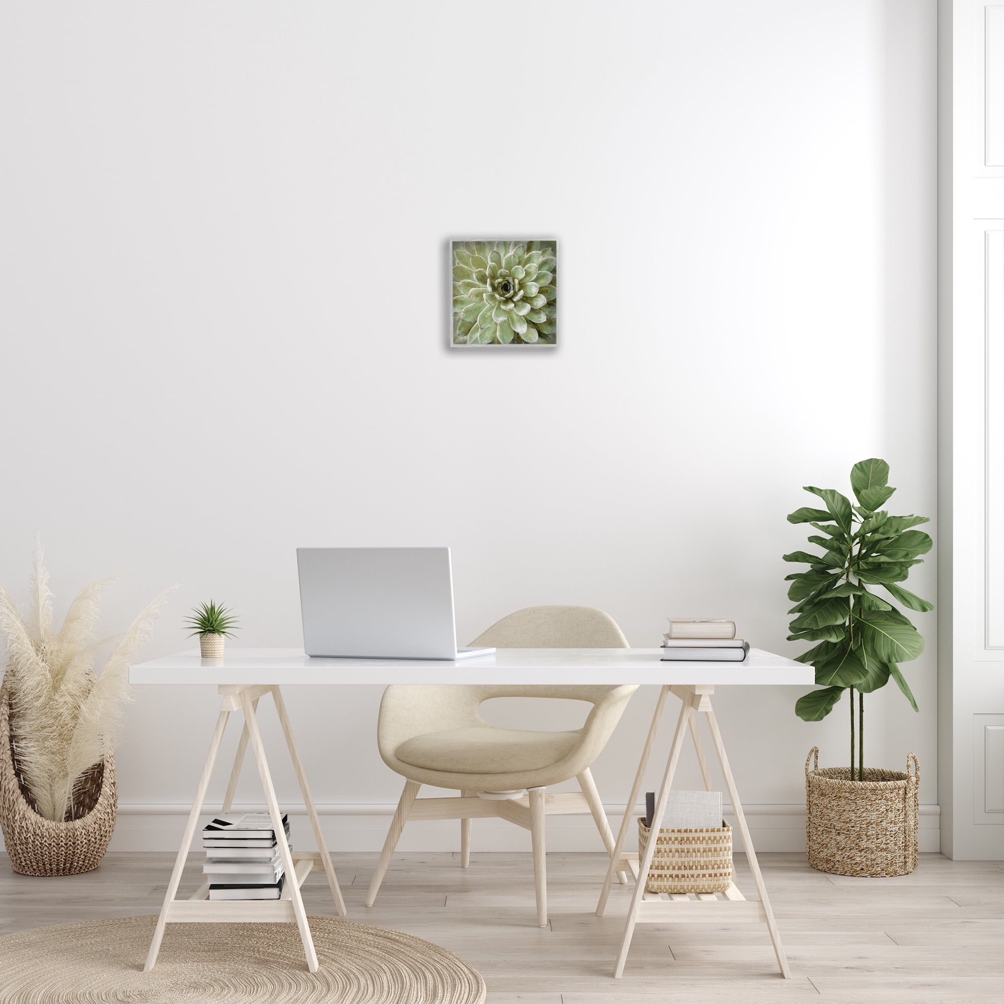 Stupell Industries Green Botanical Succulent Bloom Botanical & Floral Painting Gray Framed Art Print Wall Art, 12 x 12