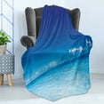 thumbnail image 4 of Landscape Soft Flannel Fleece Throw Blanket, Ocean Scenery Deep Sea Beach Hot Summer Themed Photo, Cozy Plush for Indoor and Outdoor Use, 50" x 70", Turquoise Pale Blue, by Ambesonne, 4 of 5