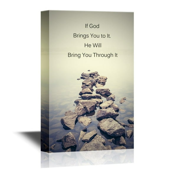 wall26 - Christian Quotes Series Canvas Wall Art - If God Brings You to It, He Will Bring You Through It - Gallery Wrap Modern Home Art | Ready to Hang - 32x48 inches