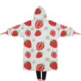 thumbnail image 2 of Oversized Wearable Blanket Hoodie,Strawberry Plants Fruit Flowe Sherpa Blanket Hoodie with Super Pockets,Super Warm Fuzzy Pullover for Women & Men, 2 of 6