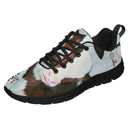 

Cow Today I Choose Tobe Happy Running Shoes Sneakers Mesh Black Size 13