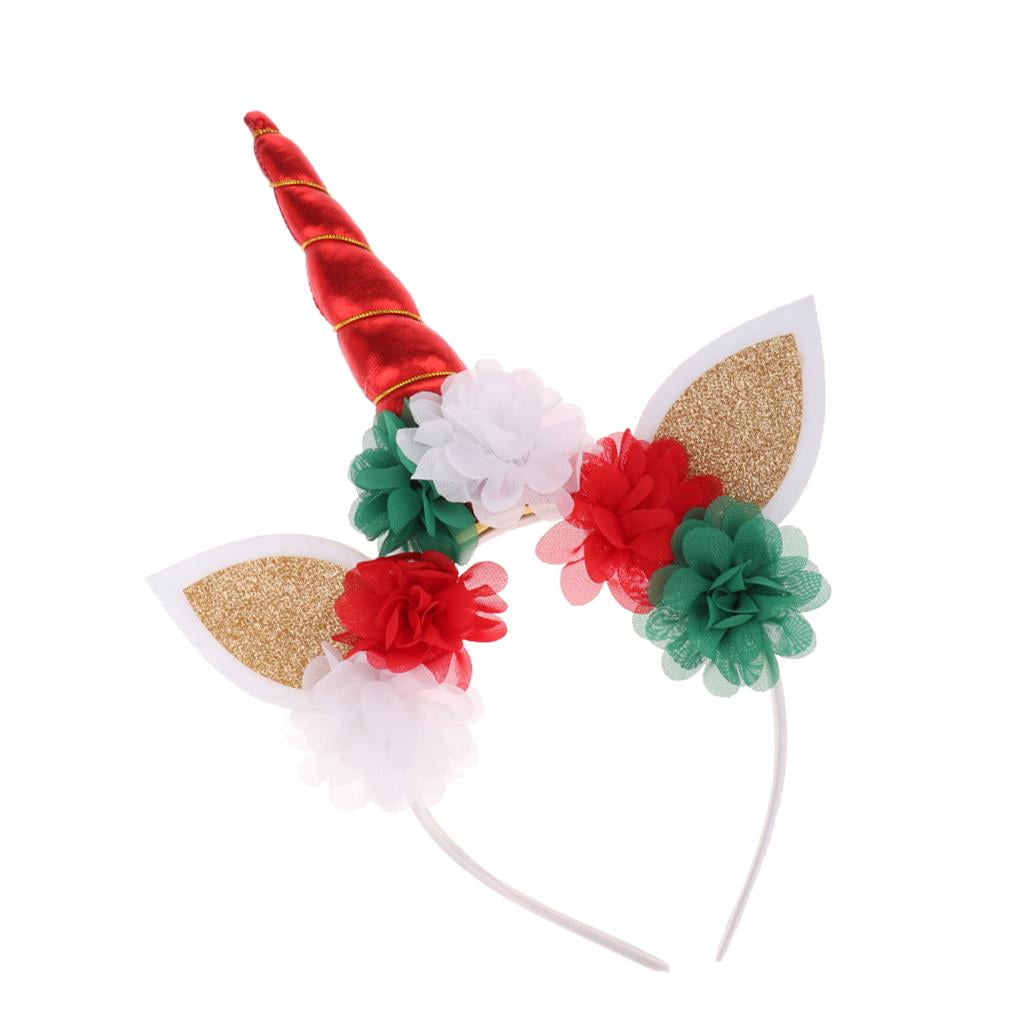 2pcs Unicorn Horn Flower Head Hair Headband Cosplay Costume Kids Party Props 