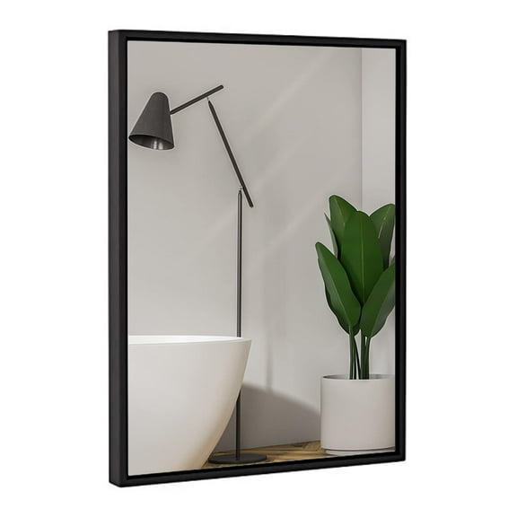 HAMILTON HILLS CLEAN LARGE MODERN BLACK FRAME WALL MIRROR 30" X 40"