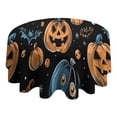 thumbnail image 4 of Halloween Pumpkin Skull Pattern Round Tablecloth 60"x60",Wrinkle Wipeable Table Cloth for Kitchen Dining Room Picnic Patio Party, 4 of 6