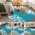 thumbnail image 5 of Teal Blue Coral Coastal Round Area Rug 5Ft Washable Circle Rugs for Living Room Bedroom, Nautical Ocean Summer Beach Non-Slip Carpet Floor Mats Indoor Outdoor Carpet Runner Aesthetic Home Decor, 5 of 8