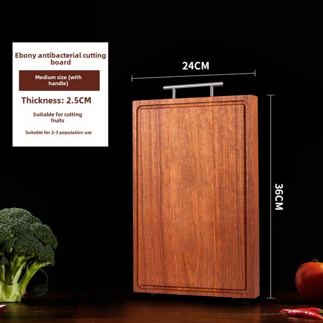 Premium Food-Grade Ebony Wood Cutting Board: Antibacterial, Mold-Resistant, Dual-Sided with Non-Slip Design for Home Kitchen—Versatile Medium-Sized T-Shape for Chopping, Dicing & Safe Food Preparation