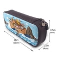 thumbnail image 3 of Vsdgher Animals on Noah's Ark Floating Print Pen Case Leather Pencil Pouch Markers Holder Big Capacity Bag with Zippered Pocket for Stationery Tool, 3 of 6