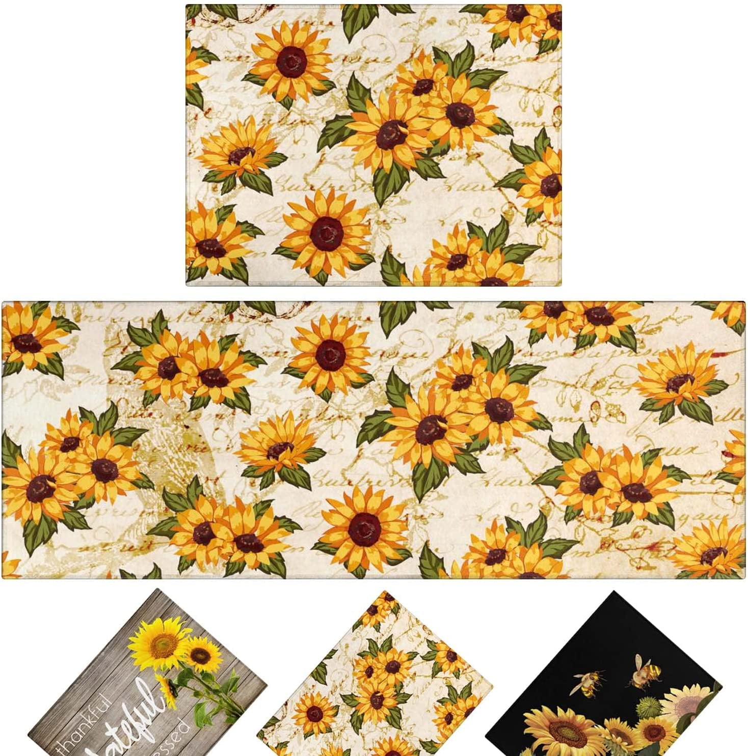 Sunflower Kitchen Rugs and Mats Sunflower Rugs Set for Kitchen Rug