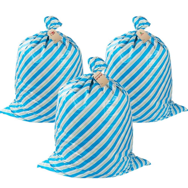 MesaSe 3Pcs Gift Packing Bag Large Capacity Space-saving Reusable Plastic Merry Christmas Santa Claus Gift Bag for Home