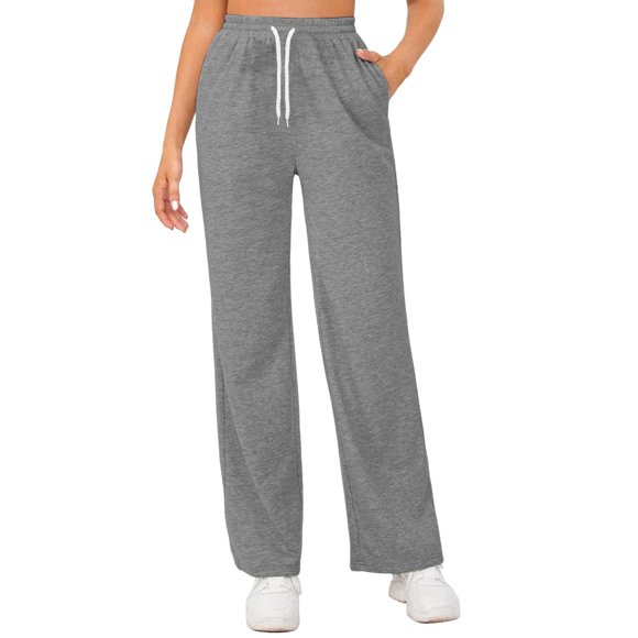 AherBiu Sweatpants Women Wide Leg Loose Fitting Joggers High Waisted Comfy Lounge Pants with Pockets