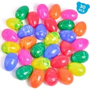 Fun Little Toys 30 Pcs 3 Inch Plastic Easter Eggs Bulk, Fillable Easter Eggs Empty for Treats Basket Stuffers Filler Perfect for Easter Egg Hunt Easter Party Favor - 6 Colors