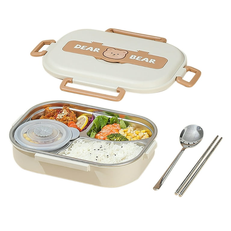 Portable Wood Lunch Box With Compartments Food Container Rectangle