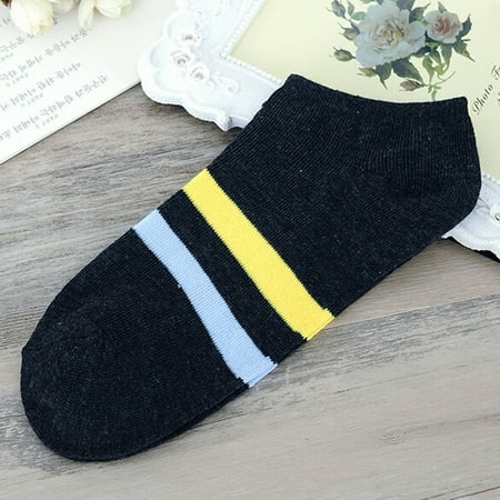 

MRULIC socks for women 1Pair Unisex Comfortable Stripe Cotton Sock Slippers Short Ankle Socks Dark Grey + One size