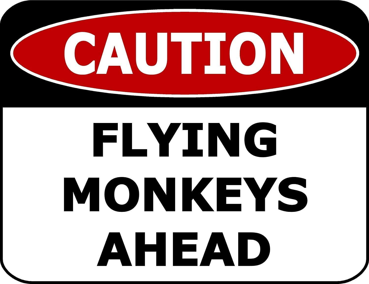 Flashing Blinking Red LED Laminated Funny Sign Caution Flying Monkeys ...