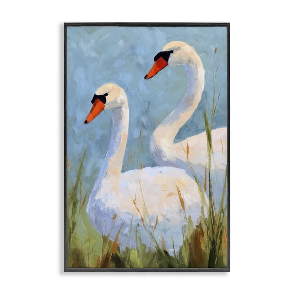 Stupell Industries Transitional Long Necks Swan Pear Black Framed Giclee Art, 12 x 18, by Petals Prints Design