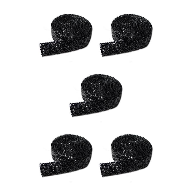 Yuarrent 1 yarda pegatinas ostentosas DIY cinturón ropa apliques artesanía arreglo decoración cuentas taladro tira con brillo negro 1 2,5 cm Type2 NO2