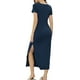 thumbnail image 3 of INSPIRE CHIC Pijamas de Mujer Vestido Largo de Noche con Escote en V y Abertura Lateral Túnica de Noche M Azul, 3 of 6