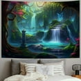 thumbnail image 2 of BCIIG  Enchanted Forest Tapestry Magic Trees Waterfall Flower Mushroom Fantasy World Tapestries Fairy Tale Wall Blankets Flannel Aesthetic Decoration for Living Room Bedroom  40x30inch, 2 of 6